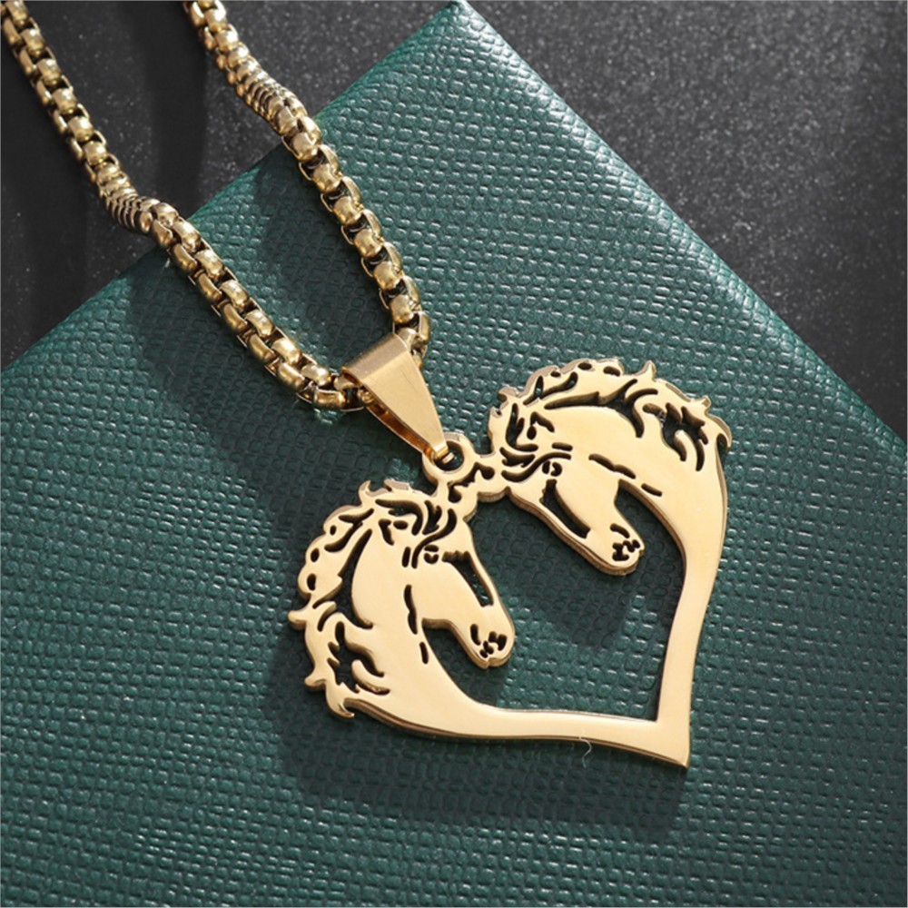Men Accessories Neck Chain - Hiphop Hollowed Out Horses Pendant Necklace