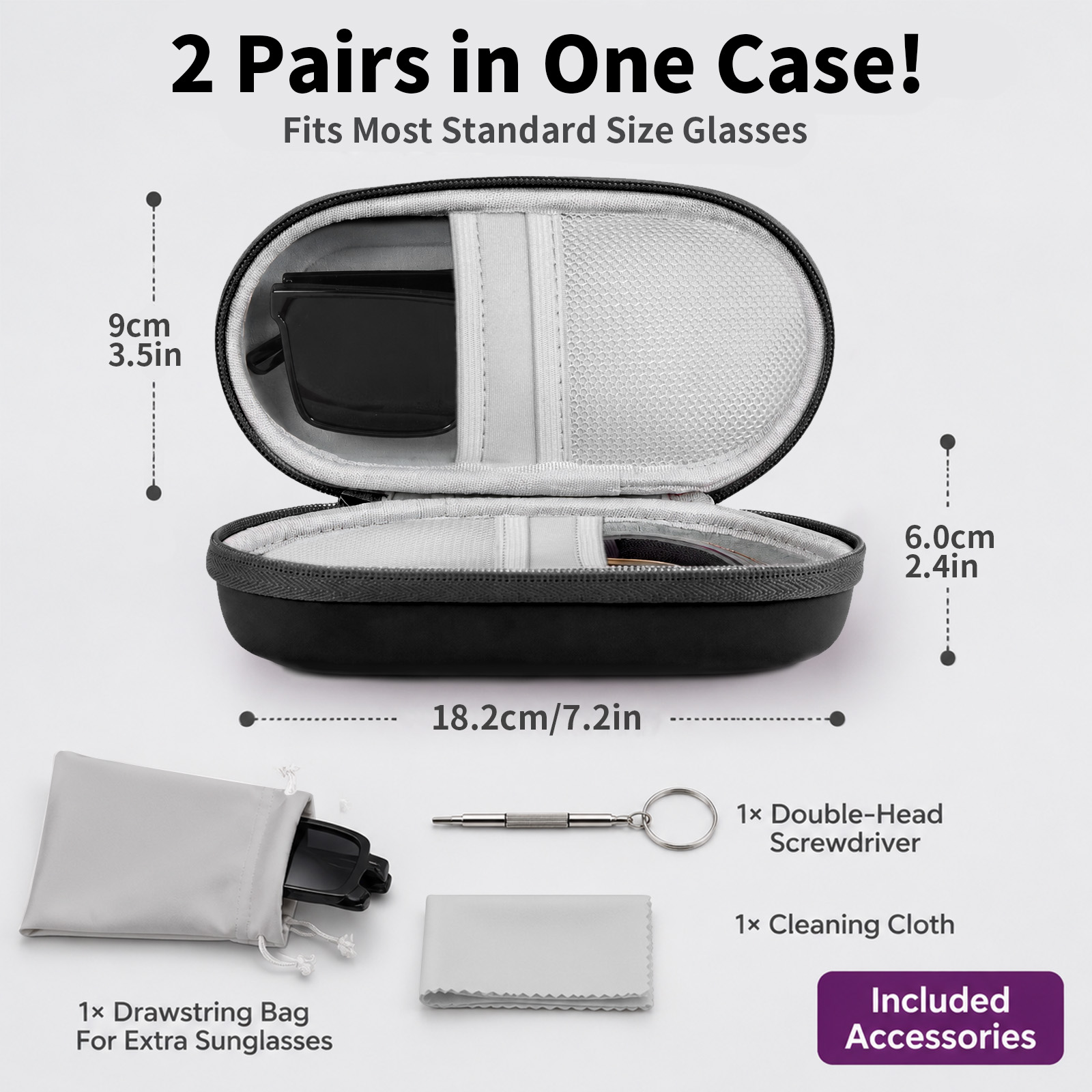 Hard Shell Double Glasses Case - Travel Organizer Men recension och pris